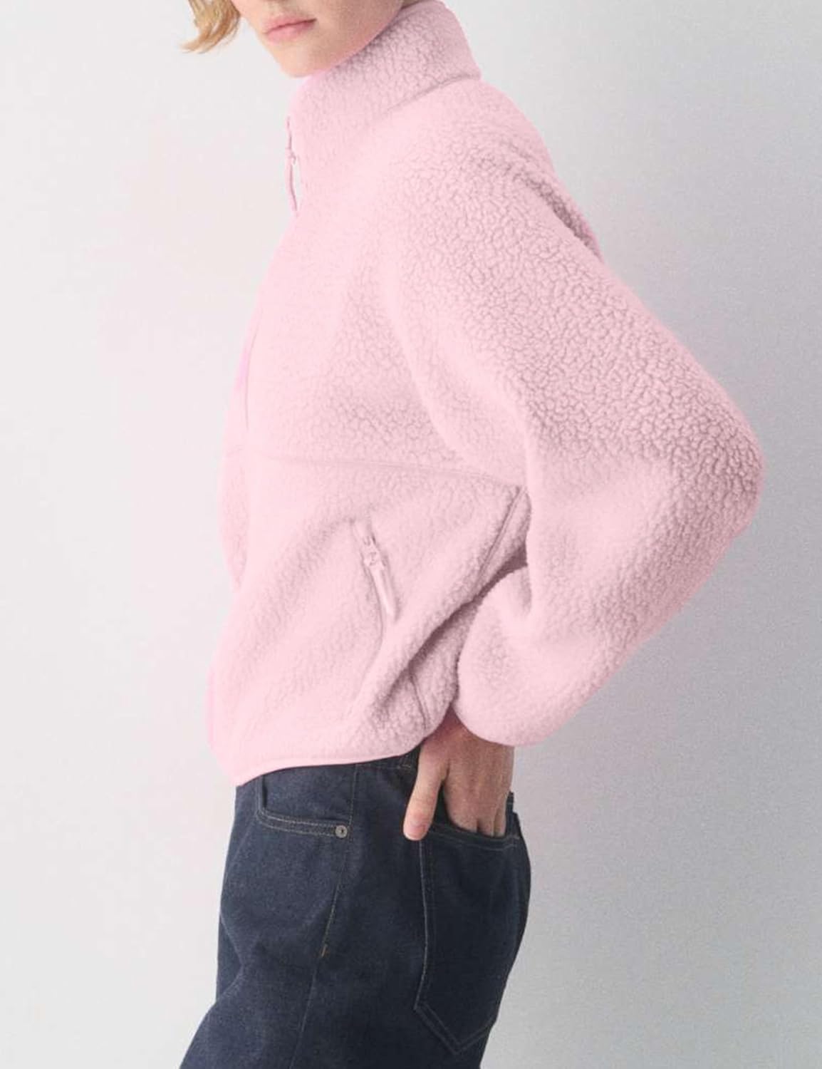 🧊🧊Fleece Jackets Women Causal Long Sleeve Sherpa Jacket Warm Ziper Fuzzy Coat Sweatshirts Trendy with Pockets