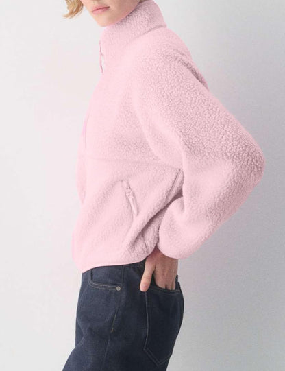 🧊🧊Fleece Jackets Women Causal Long Sleeve Sherpa Jacket Warm Ziper Fuzzy Coat Sweatshirts Trendy with Pockets