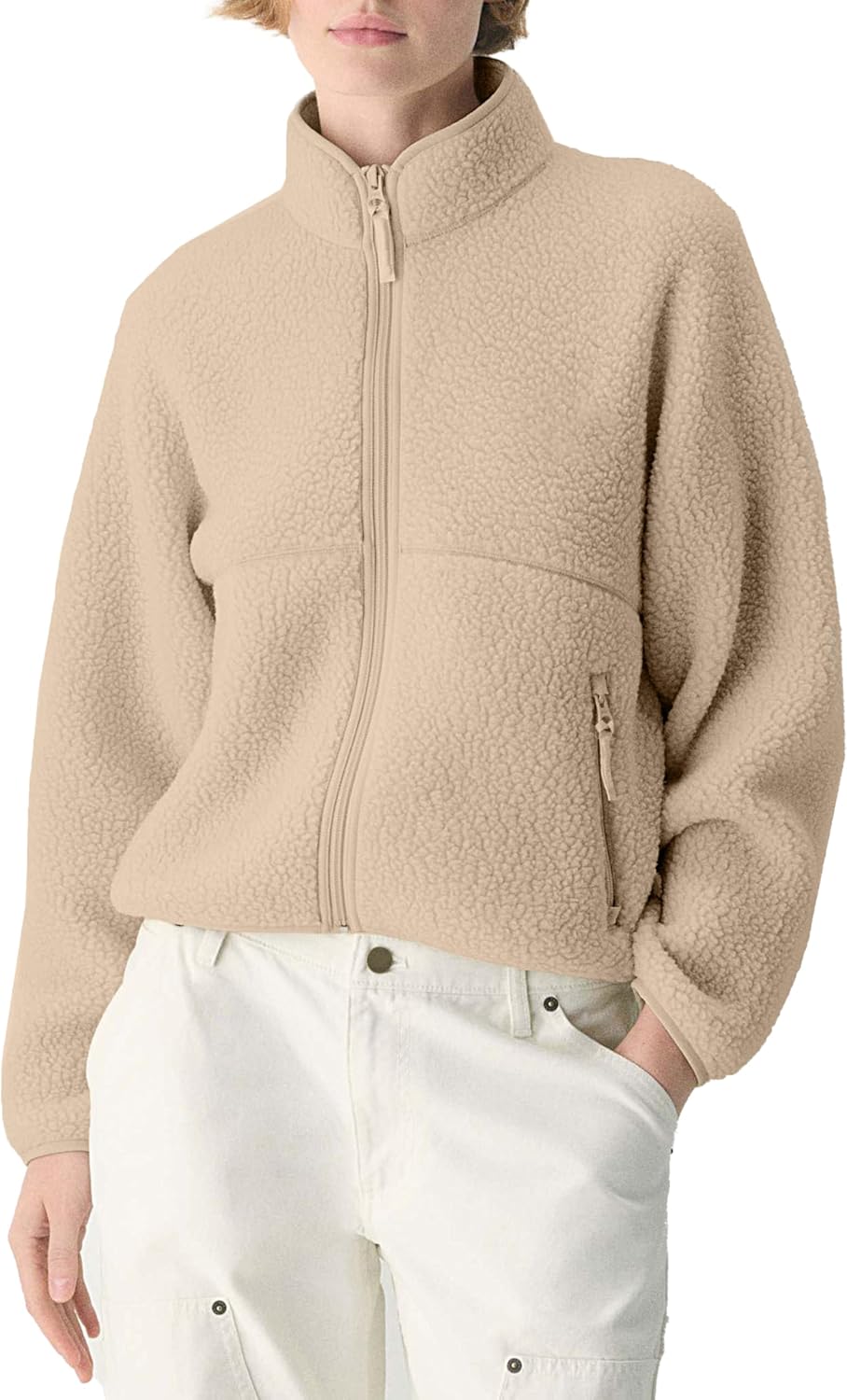 🧊🧊Fleece Jackets Women Causal Long Sleeve Sherpa Jacket Warm Ziper Fuzzy Coat Sweatshirts Trendy with Pockets