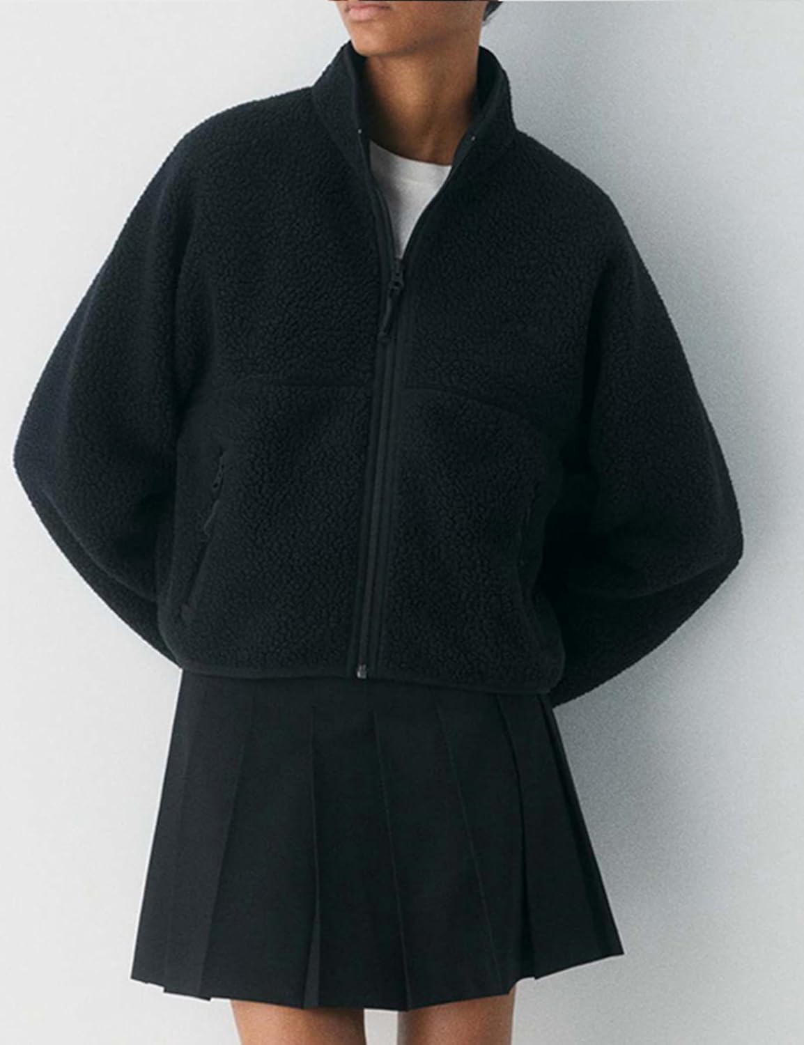 🧊🧊Fleece Jackets Women Causal Long Sleeve Sherpa Jacket Warm Ziper Fuzzy Coat Sweatshirts Trendy with Pockets