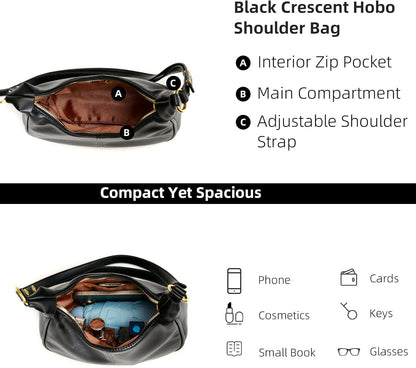 [Buy 2 Free Shipping]Shoulder Bags for Women Small Hobo Bags Crescent Shaped Cute Retro Tote Handbag Mini Clutch Purse with Zipper Closure