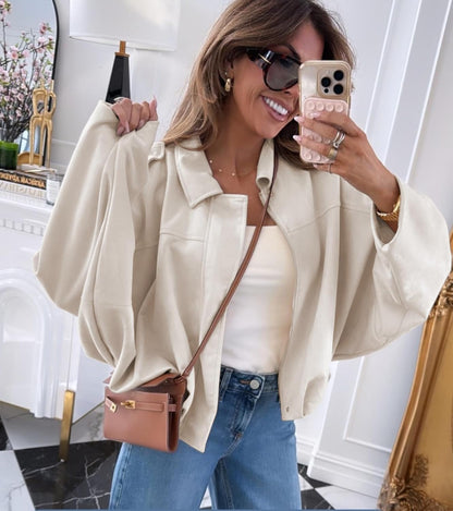 Womens Faux Suede Bomber Jacket Casual Lapel Pilot Cropped Coat Oversized Motorcycle Jackets 2025 Outerwear