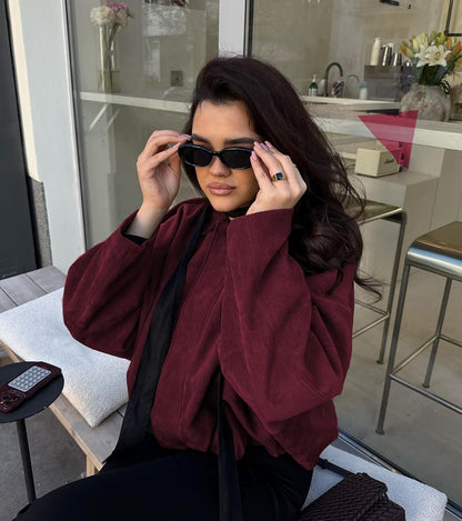 Womens Faux Suede Bomber Jacket Casual Lapel Pilot Cropped Coat Oversized Motorcycle Jackets 2025 Outerwear