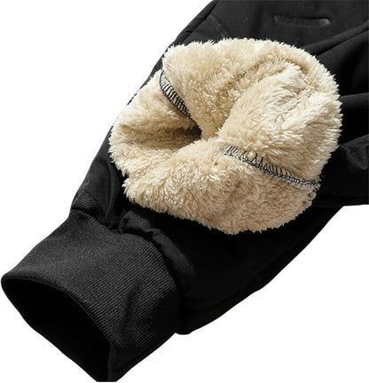 Men's Winter Warm Quilted Jogger Pants, Warm Fleece Jogging Pants, Cashmere-Lined Sweatpants with Zipper Pockets