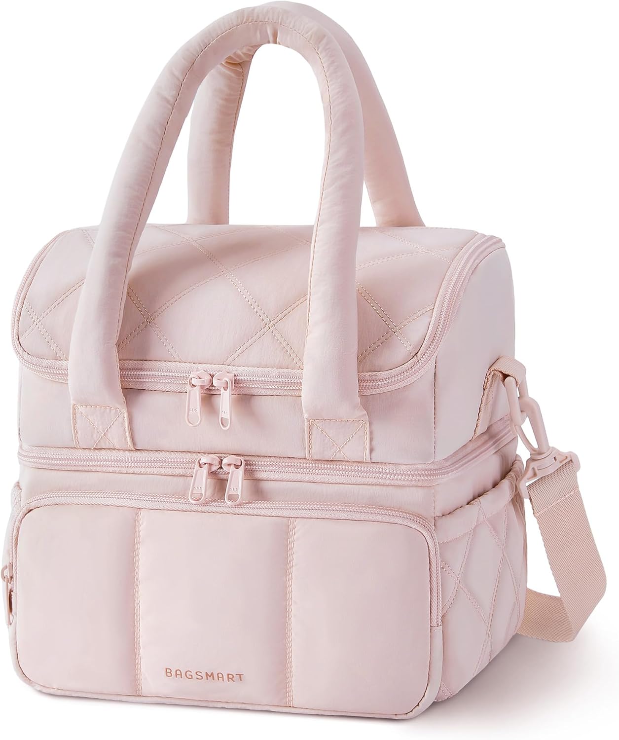 Anastas Lunch Bag Women, Double Deck Insulated Lunch Box, Quilted Puffer Lunch Tote, Leakproof, Durable & Reusable Large Lunch Cooler