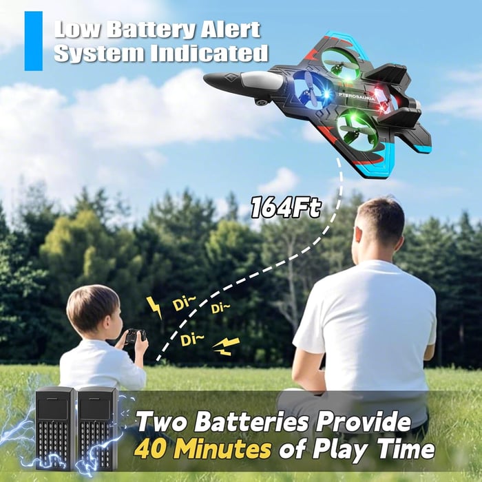 ✨️-LAST DAY 50% OFF🔥✈️Stunt RC Fighter! 360° Rolling + Vertical Takeoff/Landing, 3 Speed Modes + Colorful LED, Create New Flying Fun～