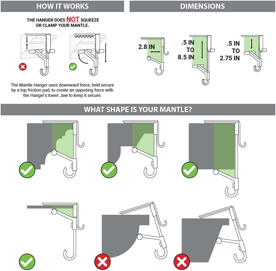 ✨Fireplace Stocking and Garland Hanger-INSTALL IN SECONDS-No nails, no tape, no hassle!