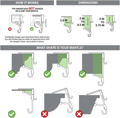 ✨Fireplace Stocking and Garland Hanger-INSTALL IN SECONDS-No nails, no tape, no hassle!