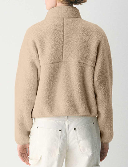 🧊🧊Fleece Jackets Women Causal Long Sleeve Sherpa Jacket Warm Ziper Fuzzy Coat Sweatshirts Trendy with Pockets