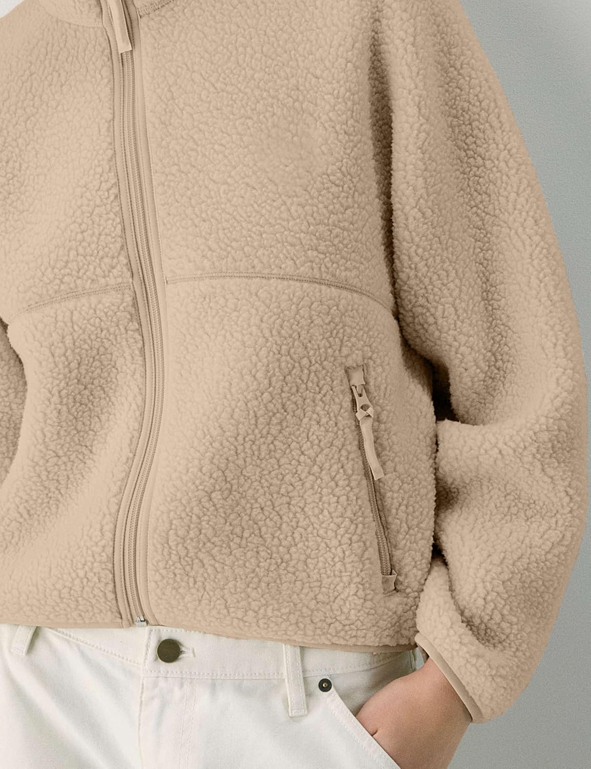🧊🧊Fleece Jackets Women Causal Long Sleeve Sherpa Jacket Warm Ziper Fuzzy Coat Sweatshirts Trendy with Pockets