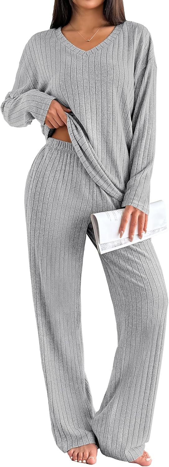 📦Buy 2 for FREE shipping!🎁Women's Long-Sleeved Knit Ribbed Pajama Set