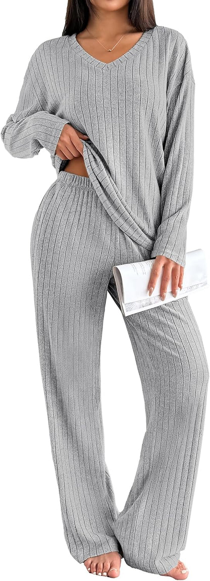 📦Buy 2 for FREE shipping!🎁Women's Long-Sleeved Knit Ribbed Pajama Set