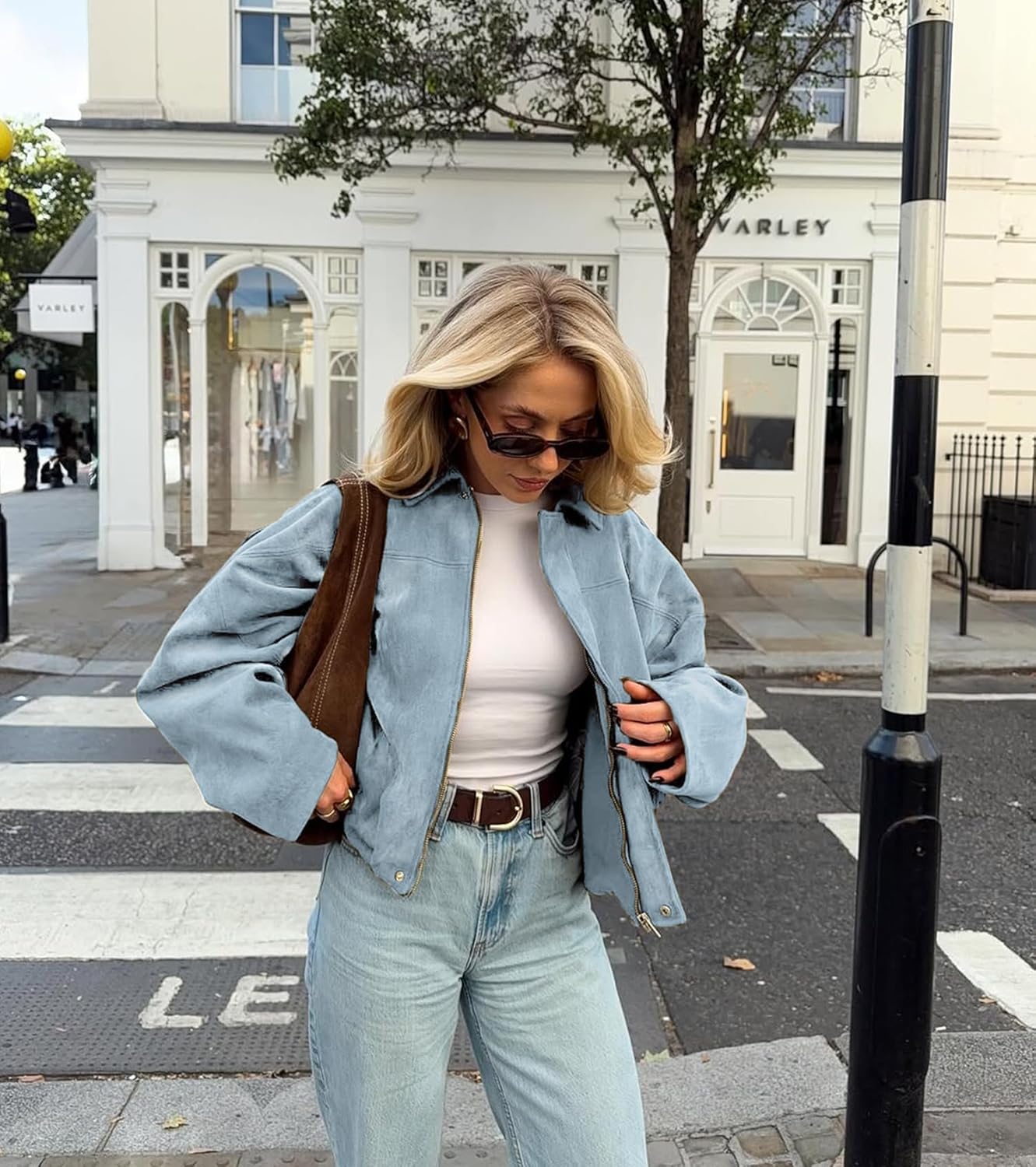 Womens Faux Suede Bomber Jacket Casual Lapel Pilot Cropped Coat Oversized Motorcycle Jackets 2025 Outerwear