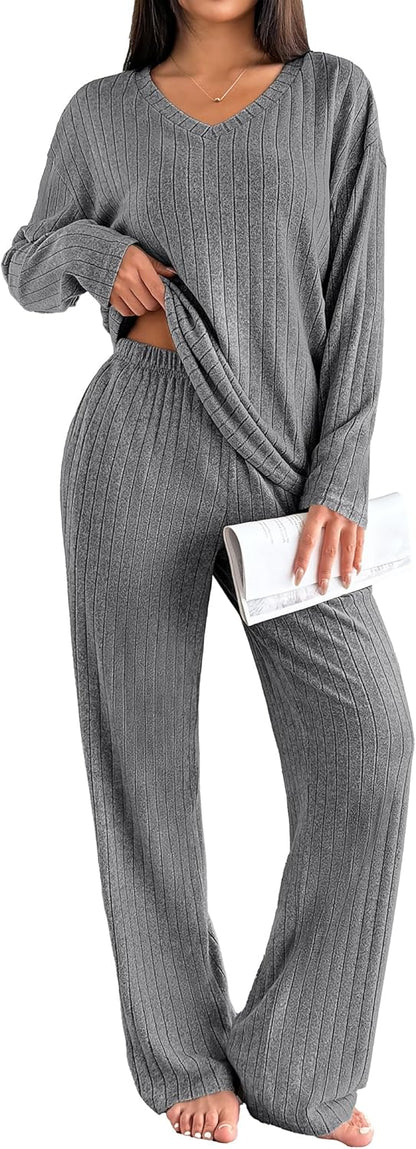 📦Buy 2 for FREE shipping!🎁Women's Long-Sleeved Knit Ribbed Pajama Set