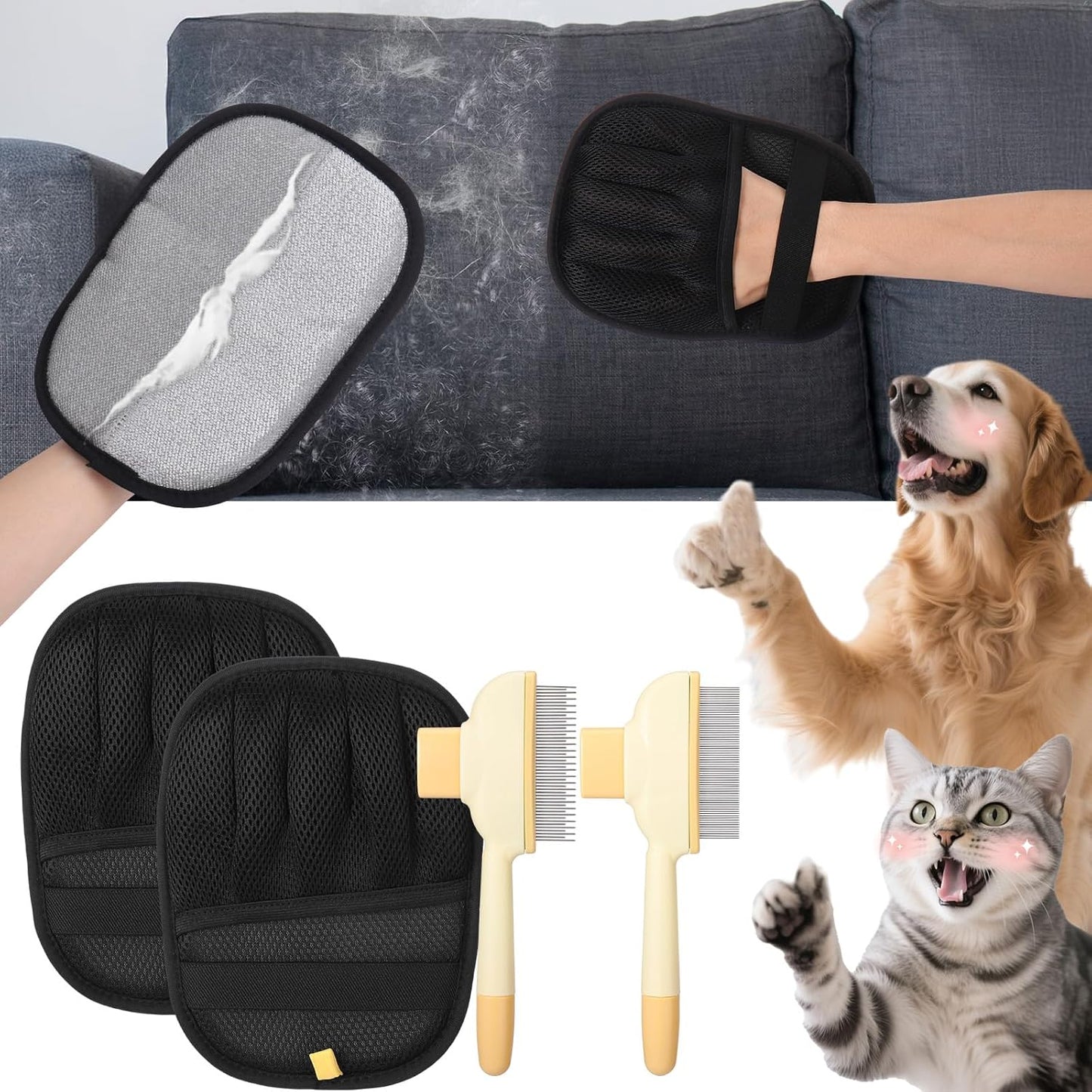 ✨ Magic Pet Hair Remover Glove – The Effortless Way to a Fur-Free Home! 🐶 Hug Your Fur Babies — Worry-Free!
