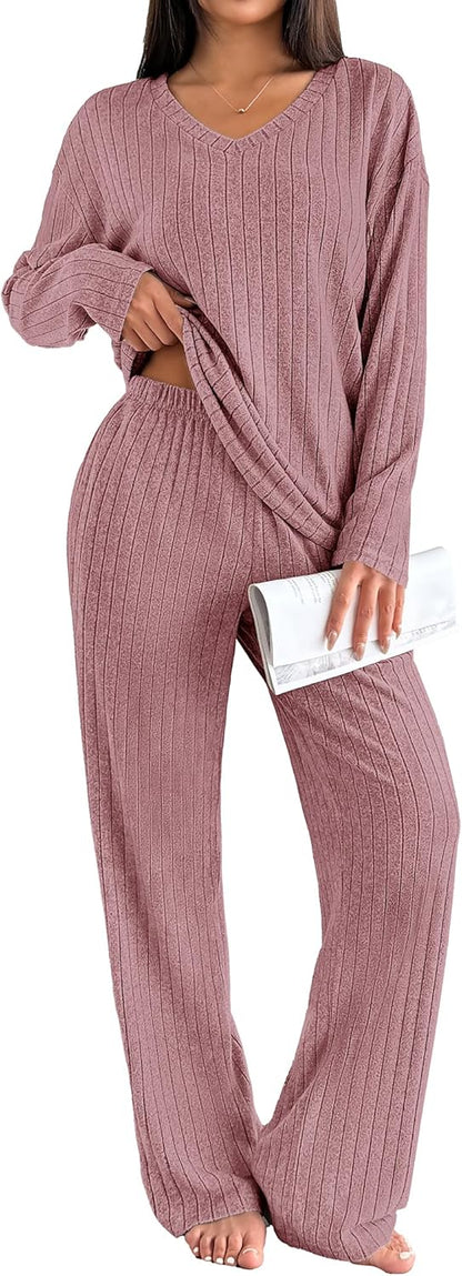 📦Buy 2 for FREE shipping!🎁Women's Long-Sleeved Knit Ribbed Pajama Set