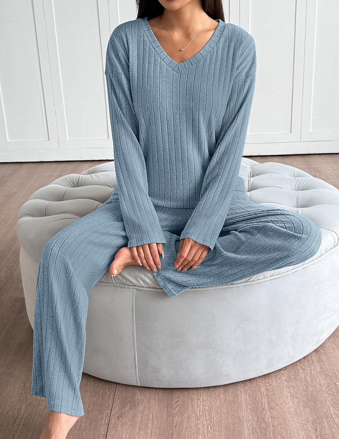 📦Buy 2 for FREE shipping!🎁Women's Long-Sleeved Knit Ribbed Pajama Set