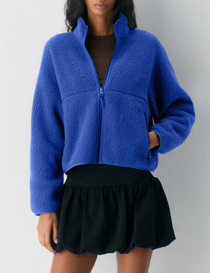 🧊🧊Fleece Jackets Women Causal Long Sleeve Sherpa Jacket Warm Ziper Fuzzy Coat Sweatshirts Trendy with Pockets