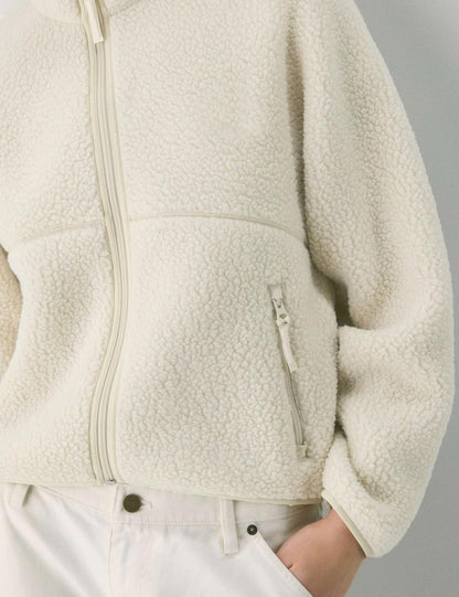 🧊🧊Fleece Jackets Women Causal Long Sleeve Sherpa Jacket Warm Ziper Fuzzy Coat Sweatshirts Trendy with Pockets