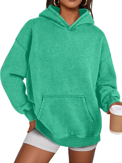Anasta Casual Oversized Acid Wash Tops Hoodie Pullover