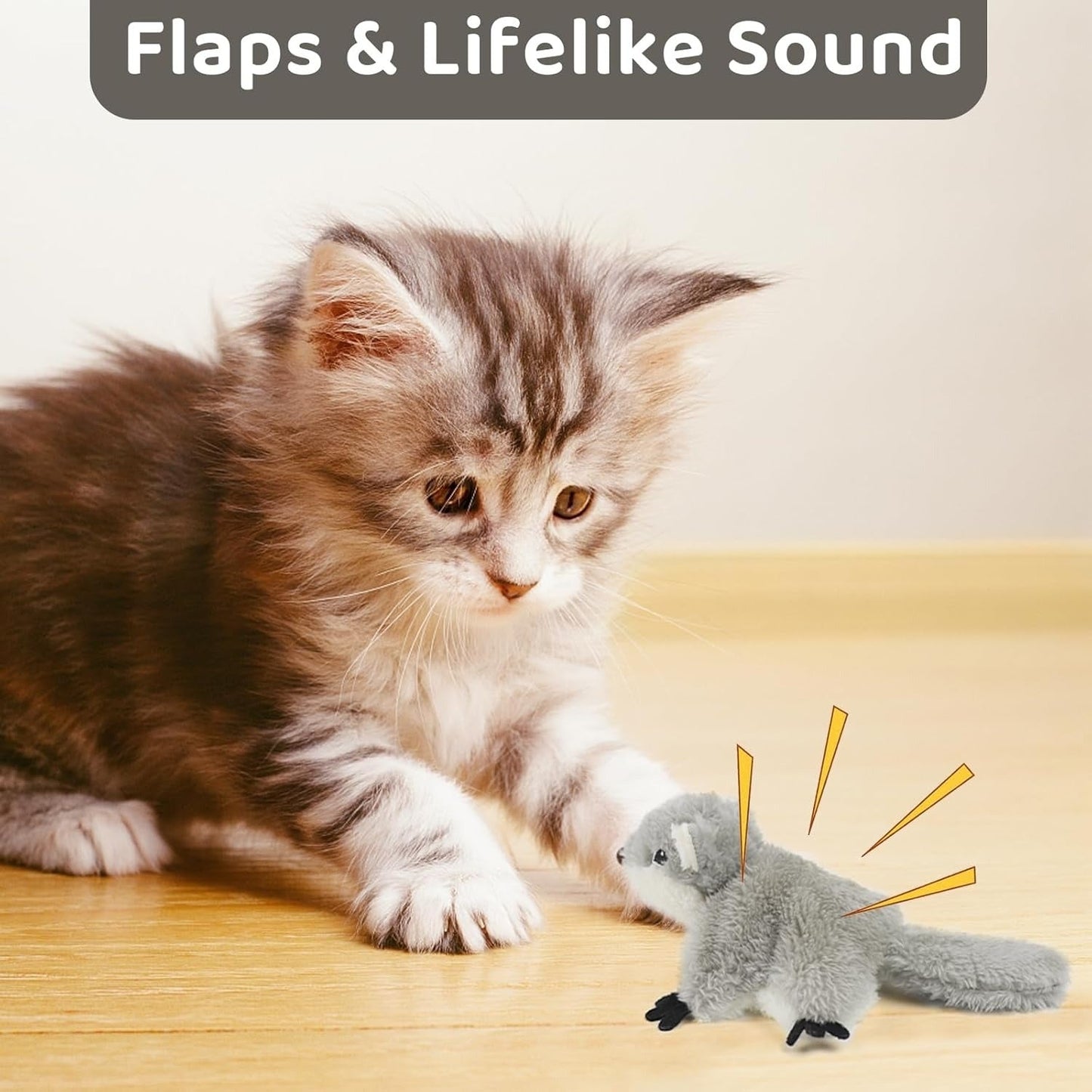 ✨️-LAST DAY 50% OFF🔥Rechargeable touch-sensitive flapping-wing squirrel cat toy