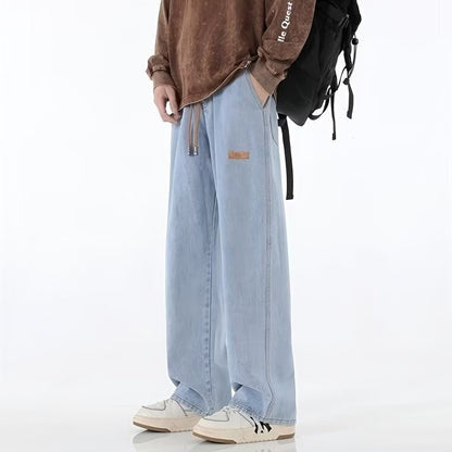 Men's Regular Fit Patched Drawstring Waist Jeans