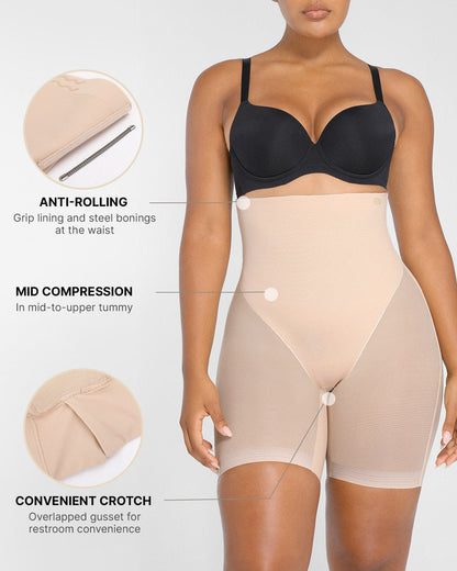 [🔥70%OFF]MeshSmooth High-Waisted Mid Thigh Short
