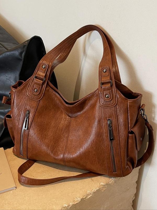 Large-capacity vintage tote bag