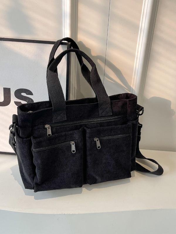 Women's Casual Solid Color Zipper Crossbody Bag, Large Capacity Multi-pocket Design Portable Shoulder Bag for Daily Used, Girl Fashionable Shopping Bag