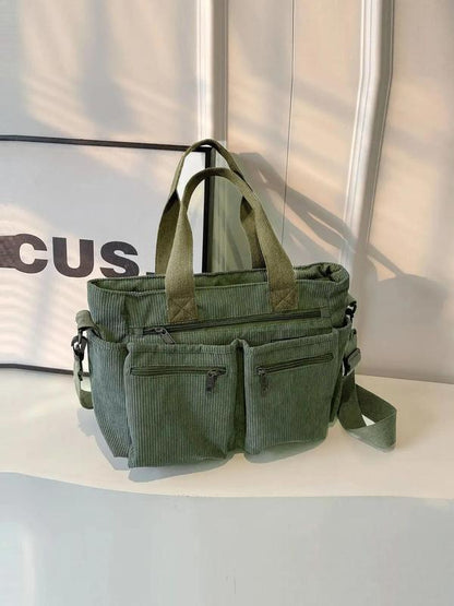 Women's Casual Solid Color Zipper Crossbody Bag, Large Capacity Multi-pocket Design Portable Shoulder Bag for Daily Used, Girl Fashionable Shopping Bag