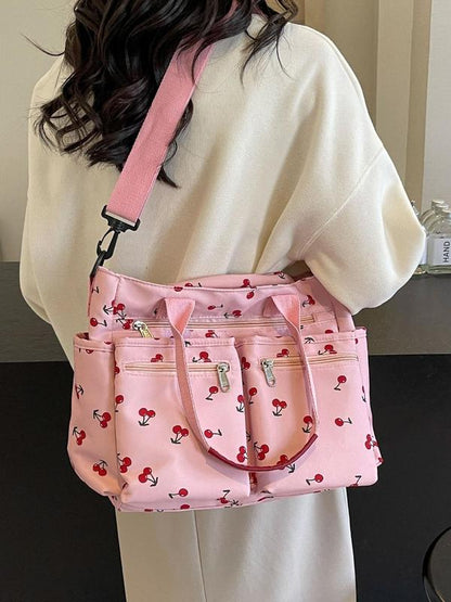 Women's Casual Solid Color Zipper Crossbody Bag, Large Capacity Multi-pocket Design Portable Shoulder Bag for Daily Used, Girl Fashionable Shopping Bag