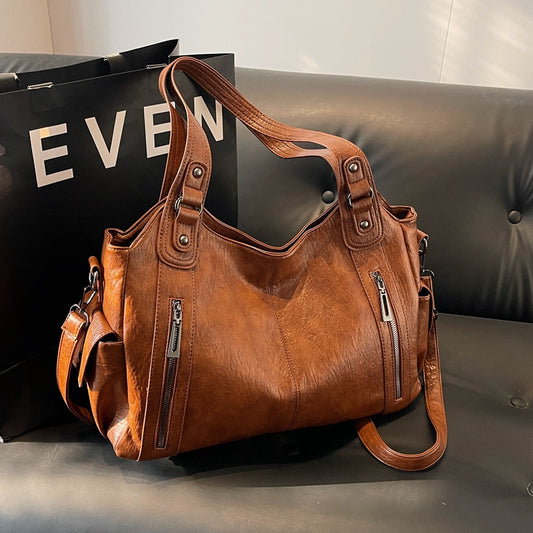 Large-capacity vintage tote bag