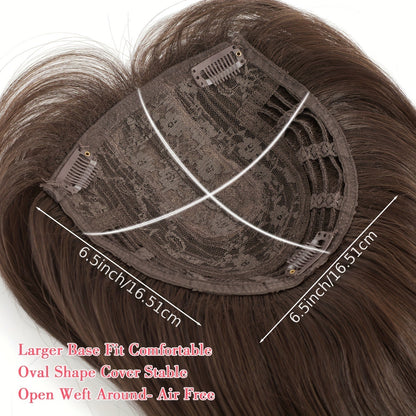 Wig Middle Part Women'S Straight Hair Top Covers White Hair Replenishment Tablets Chemical Fiber Simulation Hair Replenishment Block Wig Factory Direct Sales