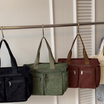 Women's Casual Solid Color Zipper Crossbody Bag, Large Capacity Multi-pocket Design Portable Shoulder Bag for Daily Used, Girl Fashionable Shopping Bag