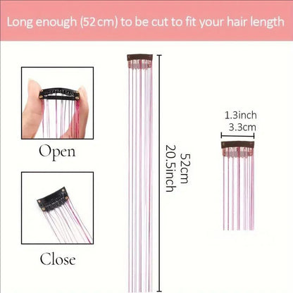 Hot-selling Seamless Hair Extensions (12 Pieces) with Laser Gold Shiny Ribbon Straight Hair Extensions, Dyed and Simulated Hair