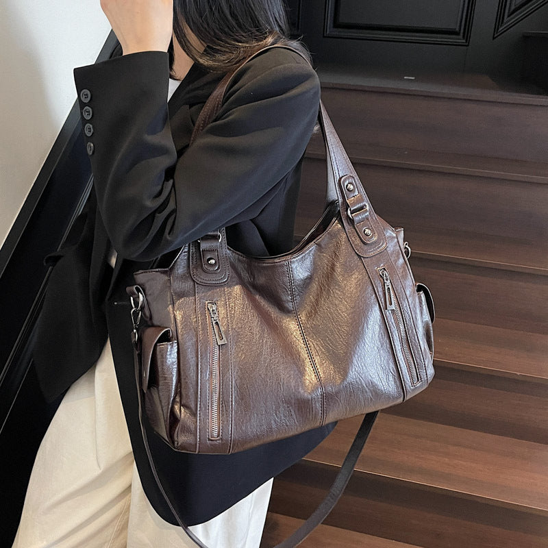 Large-capacity vintage tote bag
