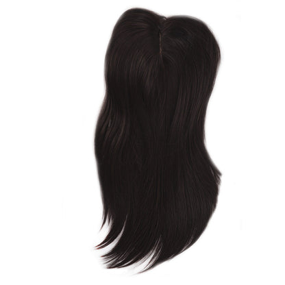 Wig Middle Part Women'S Straight Hair Top Covers White Hair Replenishment Tablets Chemical Fiber Simulation Hair Replenishment Block Wig Factory Direct Sales