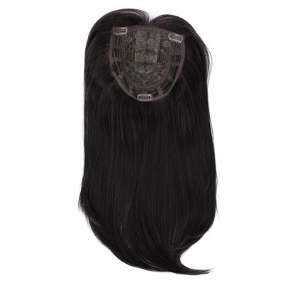 Wig Middle Part Women'S Straight Hair Top Covers White Hair Replenishment Tablets Chemical Fiber Simulation Hair Replenishment Block Wig Factory Direct Sales