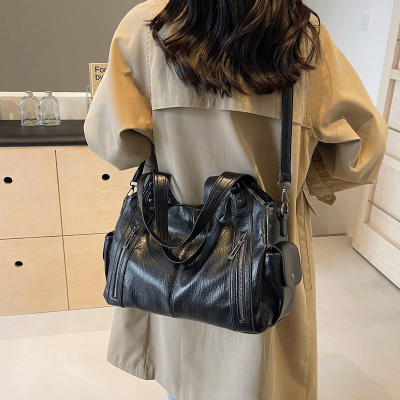 Large-capacity vintage tote bag