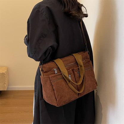 Women's Casual Solid Color Zipper Crossbody Bag, Large Capacity Multi-pocket Design Portable Shoulder Bag for Daily Used, Girl Fashionable Shopping Bag