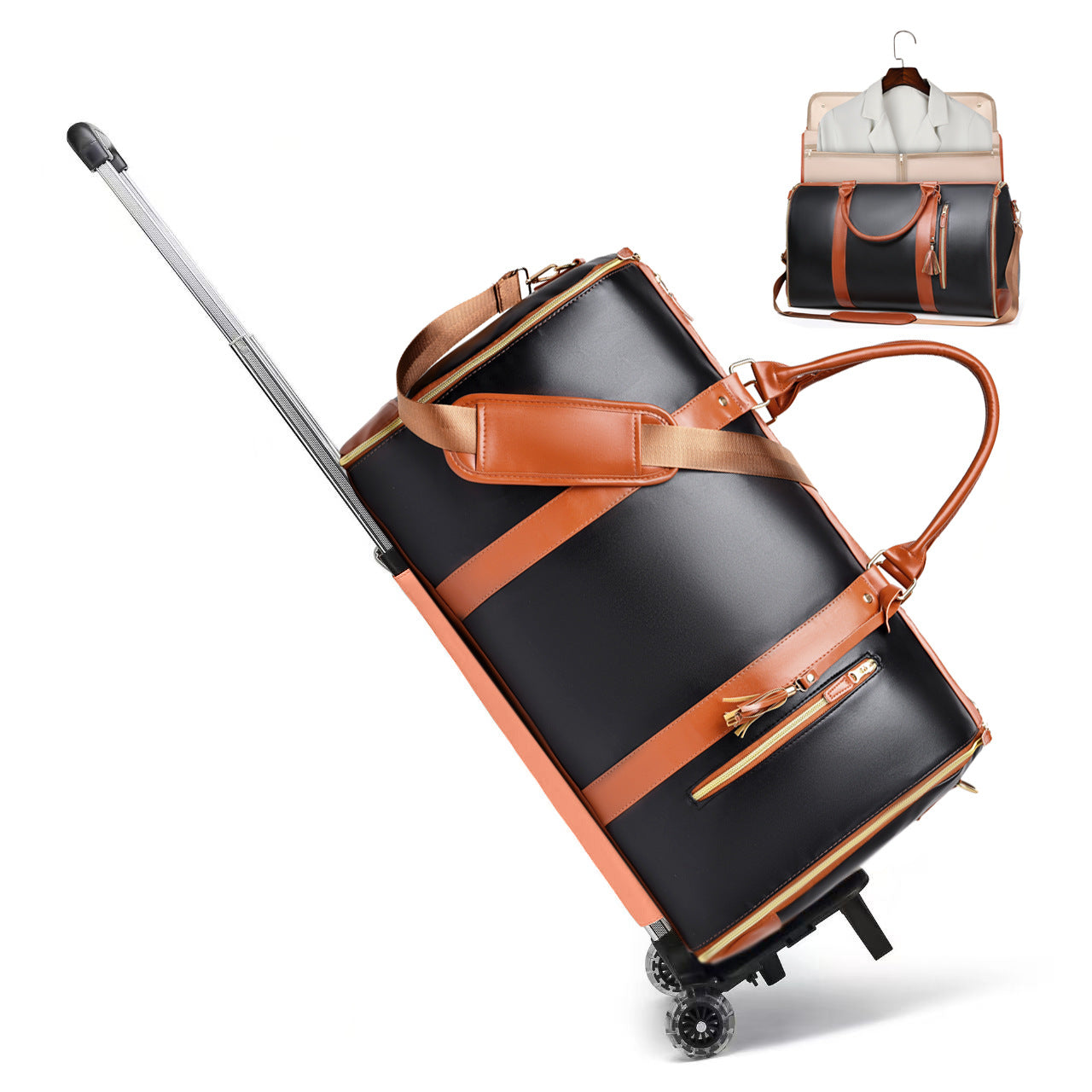 🧳 Ultimate Leather Travel Bag —Folding Suit Storage Bag Capacity Luggage Handbag Travel Sport Outdoor Multi Function Organizer