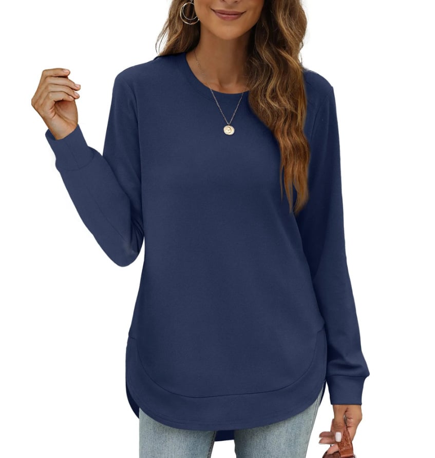 ⏰Hot Sale-Women's Sweatshirt Crewneck Curved Hem