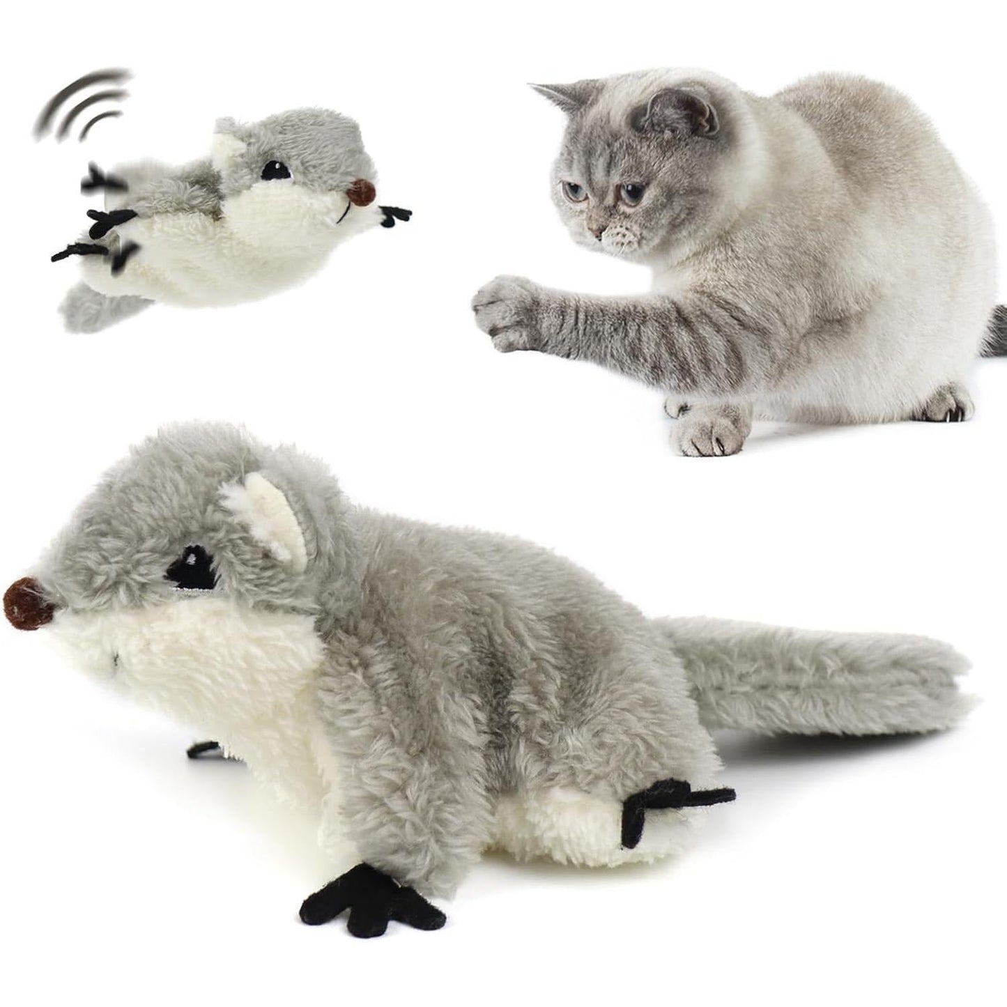 ✨️-LAST DAY 50% OFF🔥Rechargeable touch-sensitive flapping-wing squirrel cat toy