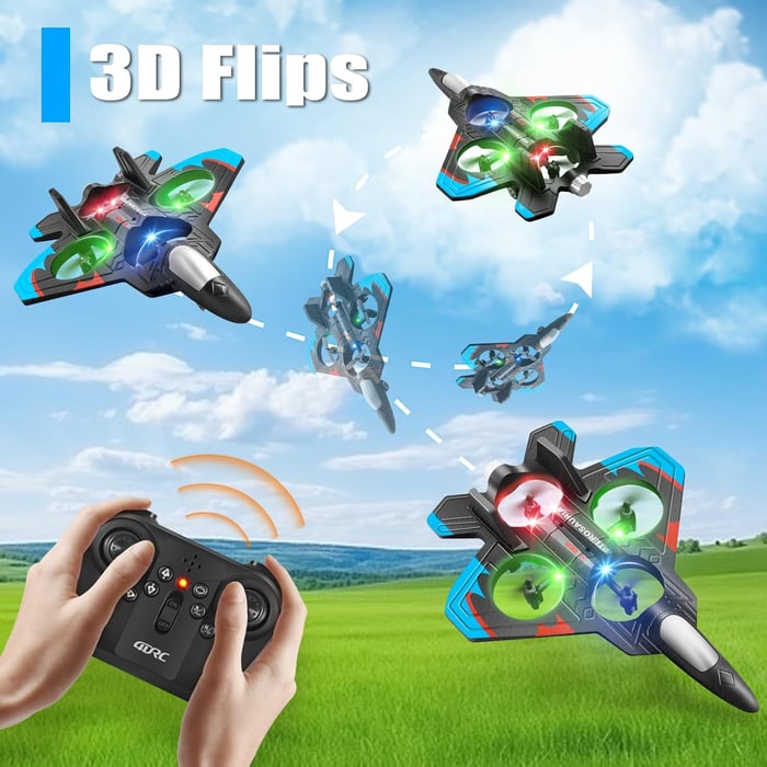 ✨️-LAST DAY 50% OFF🔥✈️Stunt RC Fighter! 360° Rolling + Vertical Takeoff/Landing, 3 Speed Modes + Colorful LED, Create New Flying Fun～