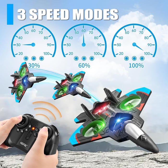 ✨️-LAST DAY 50% OFF🔥✈️Stunt RC Fighter! 360° Rolling + Vertical Takeoff/Landing, 3 Speed Modes + Colorful LED, Create New Flying Fun～