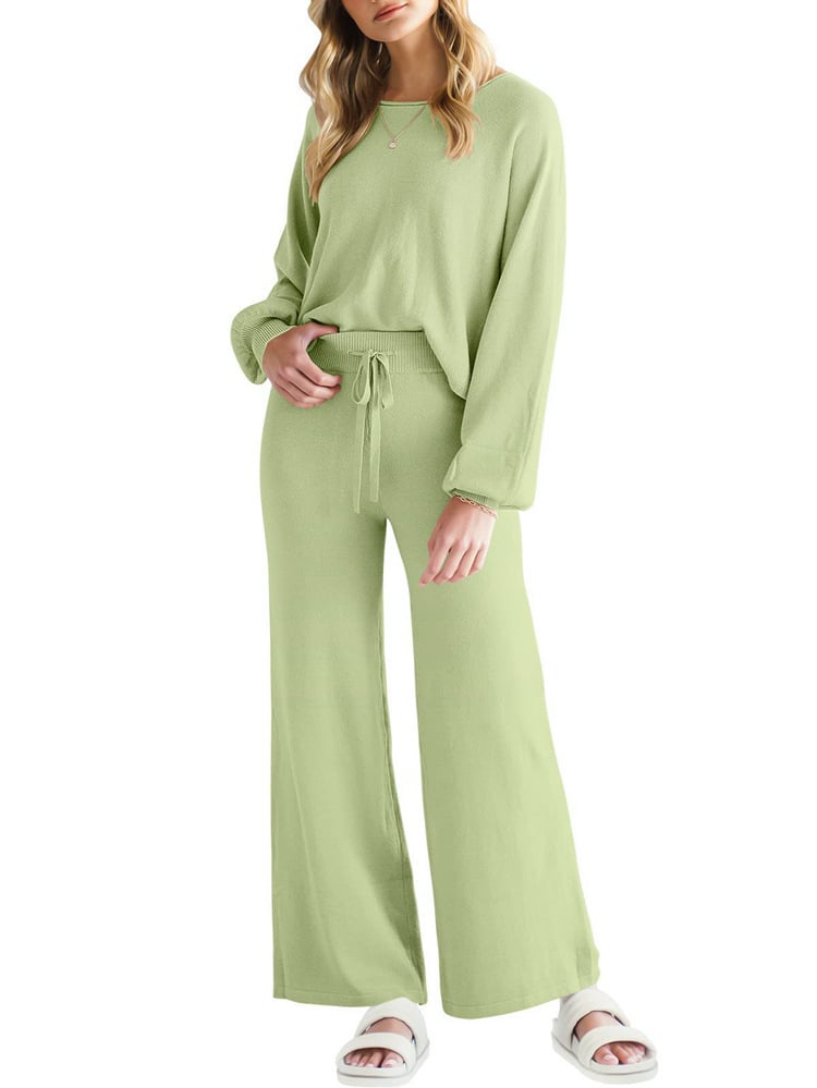 Womens Fall Winter Casual Solid Knitted 2 Piece Sets Long Sleeve Hoodie[Buy 2 Free Shipping]