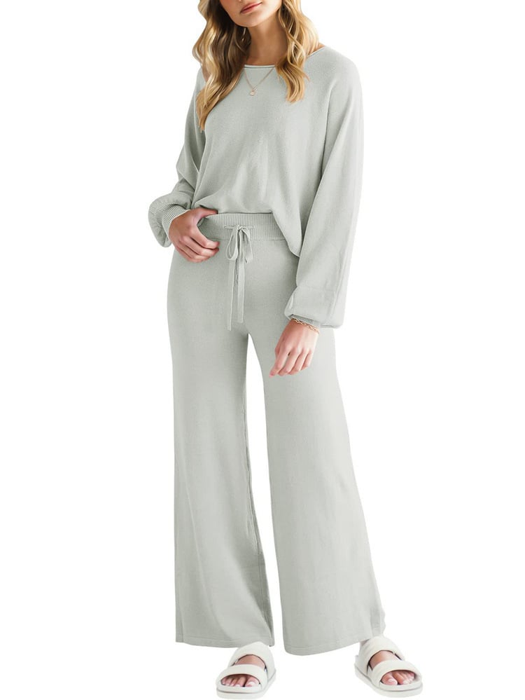 Womens Fall Winter Casual Solid Knitted 2 Piece Sets Long Sleeve Hoodie[Buy 2 Free Shipping]