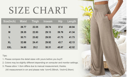 Ribbed High Waisted Tummy Control Drawstring Wide Leg Color Block Casual Pants with Pockets