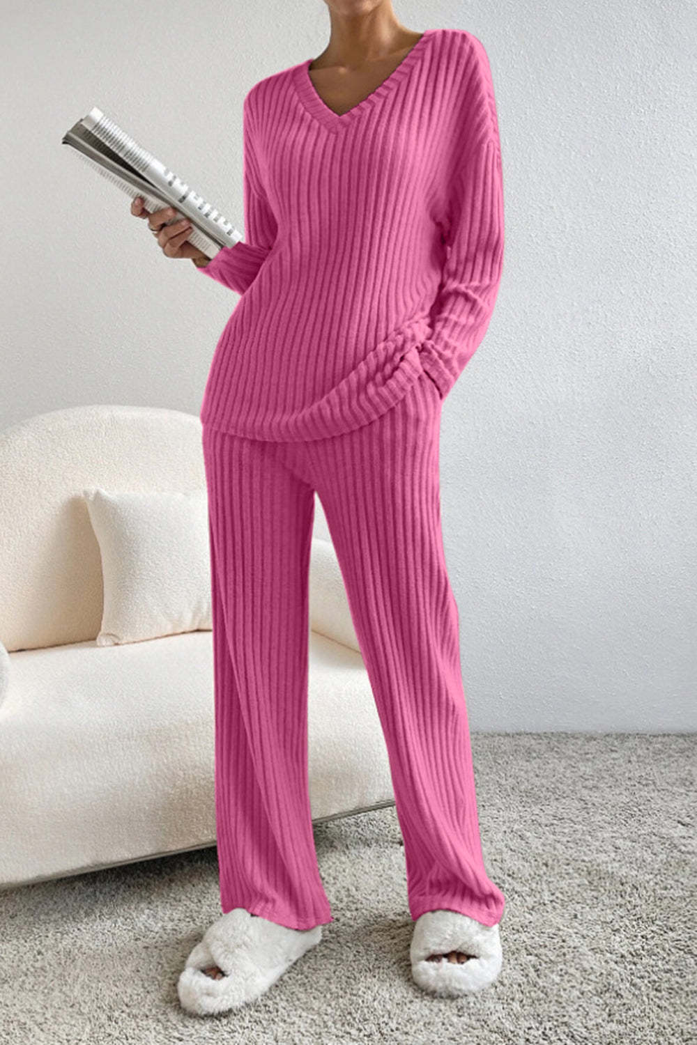 📦Buy 2 for FREE shipping!🎁Women's Long-Sleeved Knit Ribbed Pajama Set