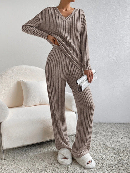 📦Buy 2 for FREE shipping!🎁Women's Long-Sleeved Knit Ribbed Pajama Set